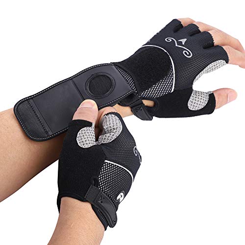Ruiqas Rearview Mirror Cycling Gloves, Half-Finger Motorcycle Gloves with Safety Rear View Mirror Outdoor Biking Accessory - Thumbnail 3