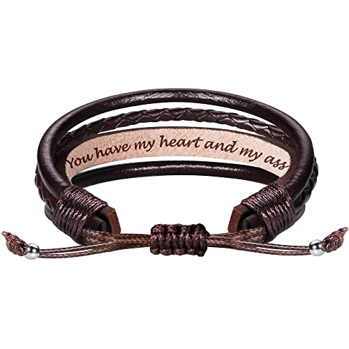 Btysun-Leather-Bracelet-for-Men-Birthday-Gifts-for-Dad-Him-Boyfriend-Friends-Adjustable-Cuff-Bracelets-for-Women-Brown-Valentines-Fathers-Day-Gift-for-Men-Jewelry-for-Women-with-Inspirational-Message