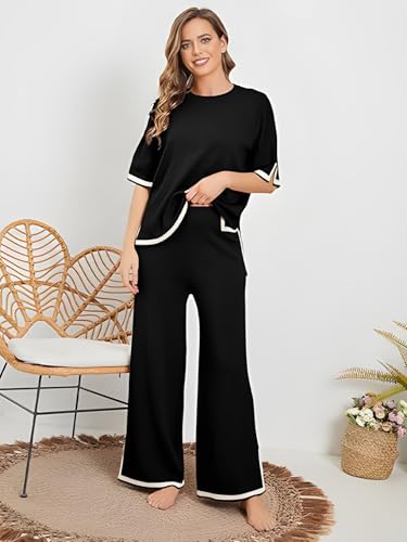 Image of TYSORT Women Casual Summer co ords Set Track Suit Oversized Top Baggy Pant,Top and Pajama Set