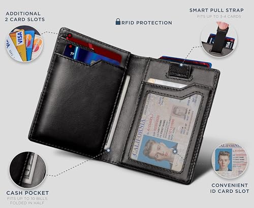 Image of SERMAN BRANDS Wallets for Men Slim Mens leather RFID Blocking Minimalist Card Front Pocket Bifold Travel Thin