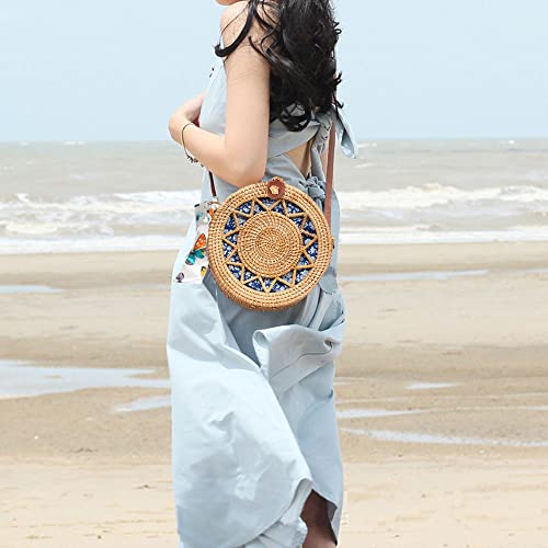 Rattan Bags for Women Straw Bag Handmade Wicker Woven Round Summer Beach Bags3