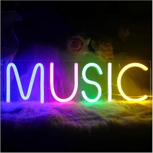 Panneau néon musical personnalisé avec lettres colorées et luminaires d'intérieur