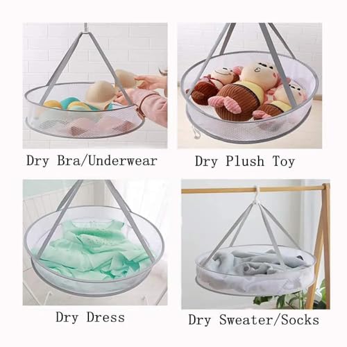 Image of Clothes Drying Rack Flat Folding Herb Drying Mesh,Single Layer Sweater Dryer with Hook for Heavy Knits,Underwear Socks