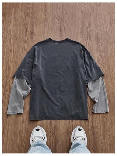 SOLY HUX Men's Letter Graphic Tees Long Sleeve Shirts Y2K Crew Neck 2 in 1 T-Shirt Oversized Tops Streetwear2