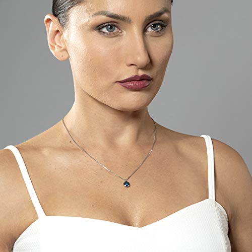 PEORA 14K White Gold London Blue Topaz Pendant for Women, Natural Gemstone Classic Solitaire, 2.50 Carats Round Shape 8mm, December Birthstone Necklace, Gold Necklace, w/Jewelry Box2