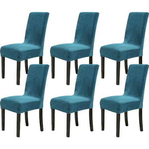 Chickwin Housse de Chaise Extensible 6 Pièces, Velours Amovible Lavable Couverture Protecteur de Chaises de Salle à Manger pour Hotel Restaurant Fete Cuisine...