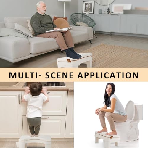 Image of HANNEA Folding Foot Rest Ergonomic Footrest Toilet Squat Potty Stool Anti-Slip Foot Rest Stool with Dual Row Massage Rollers Height-Adjustable Leg Support for Home & Office