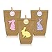 12 Stk. Ostern Papiertüten klein 12x5.5x23cm Bodenbeutel mit 12 klein Aufkleber & 12 Häschen Aufkleber & 12 Klammern Süßigkeiten Geschenkverpackung Gastgeschenke Tüten aus Braun Kraft Geschenkpapier