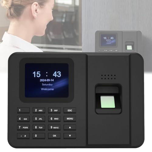Máquina de reloj para empleados de pequeñas empresas, reloj de tiempo para empleados con contraseña de huellas dactilares LCD TFT 2.4, detector de asistencia, reloj perforador automático de oficina