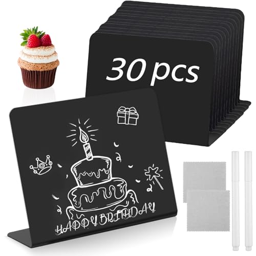 30 Stück Kreidetafel Klein, Mini Tafeln zum Beschriften, L-Form Preisschilder Aufsteller 100x75mm,...