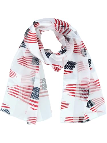 CTM Women's American Flag Print Lightweight Scarf4
