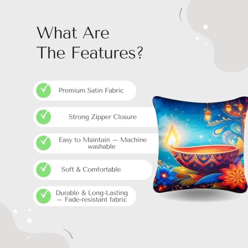 Image of Decorative Satin Sofa Cushion Covers Set of 5, 16 x 16 Inches, Multicolor Floral Printed Pillow Covers for Living Room, Bedroom, Couch & Sofa, Soft Glossy Fabric, Zipper Closure
