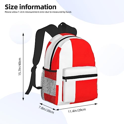 Sac à dos décontracté avec motif drapeau Danemark résistant et léger - 4