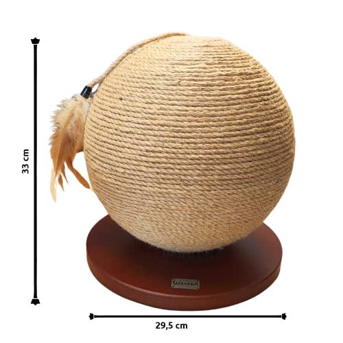 WANEKA - Rascador Gatos Grandes - Bola rascadora Accesorio para Gato para Gatito – Regalo Juguete Gato Madera Sisal Protege Sofa Afila uñas Elegante Divertido - imagen 4