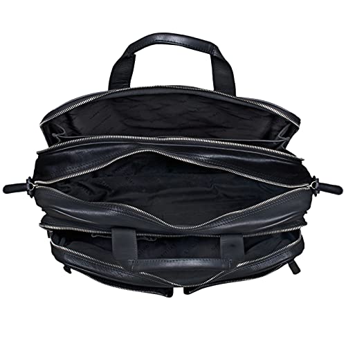 STILORD 'Remus' leren tas schoudertas leren aktetas groot 15,6 inch laptoptas afneembare schouderriem lerarentas, zwart - Image 5