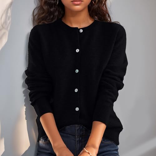 Womens Cardigan Sweaters 2024 Fashion Open Front Lightweight Sweater Trendy Crew Neck Button Down Cardigans Outfits2