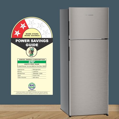 Image of Liebherr 245L 2 Star inverter, Hot to Cool, Pocket Handle, Frost Free Double Door Refrigerator, 20 Years Warranty on Compressor, Freezer 51 L, Vegetable Organiser, Silver steel (2024 Model)