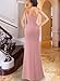 VFSHOW Womens Sexy Formal Prom Ruched Hight Slit Spaghetti Strap Maxi Dress Sweetheart Cocktail Wedding Guest Glitter Fitted Bodycon Evening Long Gown (Pink, Small) 11181 PIK S