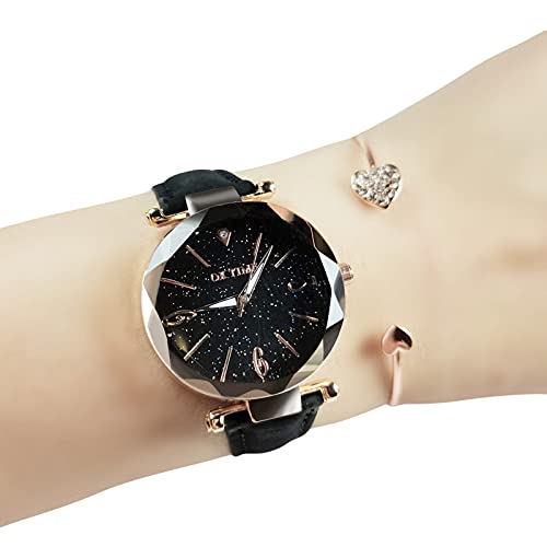 Moniss Conjunto de relógios femininos com pulseira moda com movimento de engrenagem luminosa e movim
