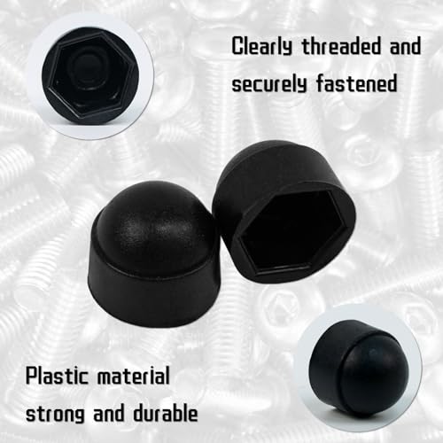 50 Pcs Screws Bolt Covers Caps, Black Hex Nut Protective Caps Cover, M8