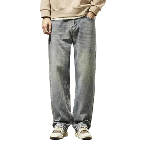 Men's Blue Jeans – Wide Leg Loose Straight Denim Pants, Cotton Casual Streetwear Trousers