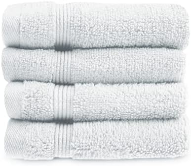 Allure Zero Twist Face Cloths Pack of 4 30 x 30cm, 100% Egyptian Cotton Flannels (Baby Blue)