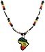 Silvertone & Multicolors Rasta Africa Shape Lion of Judah Pendant and 24 Inch Adjustable Beaded Necklace