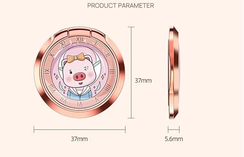 Cute Cartoon Pig Retro Clock Pattern Cell Phone Finger Ring Buckle Holder Stand Kickstand Compatible Various Smartphones Or Phone Cases (Barbie Pink) #TOP1
