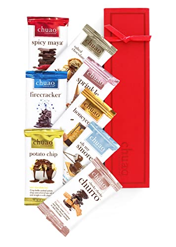 Chuao Chocolatier Taste The Joy Assorted Mini Gourmet Chocolate Bars Gift Box | Milk And Dark Chocolate Flavor Variety Sampler For Holiday, Birthday, Valentines Day, Mother’s And Father’s Day, Thank You, Corporate Gift Baskets | 16 Bars #TOP5