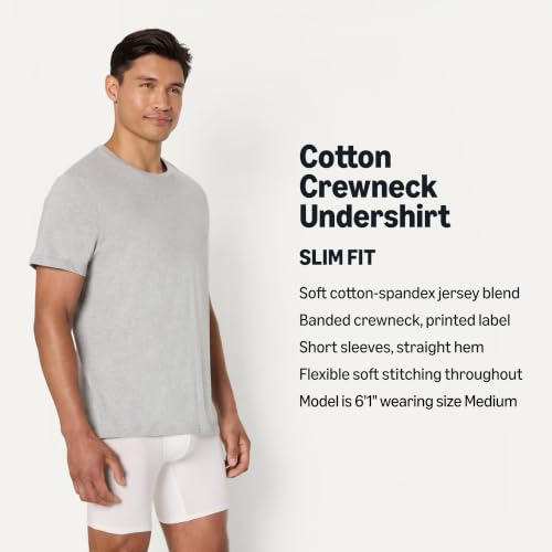 Amazon Essentials Men's Slim Fit Crewneck Undershirts, Pack of 6, Medium Grey Heather/White, XX-Large by Amazon Essentials - Used condition - Image 2