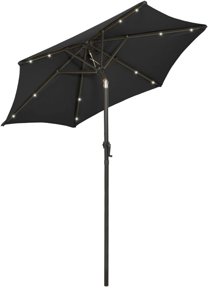 Parasol with LED Lights Outdoor Market Patio Table Umbrella - Shade 78.7"x83.1" Aluminum