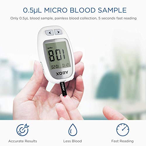ABOX Blood Glucose Test Strips, Diabetic Test Strips for Blood Sugar, 50 Test Strips + 50 Lancets