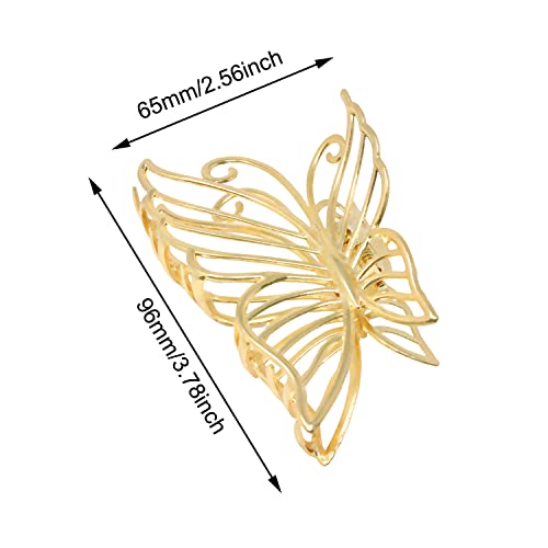 Honbay 2PCS Pinzas de Mariposa para el Cabello Metal Antideslizante Clips Decorativos para Mujeres Cabello Delgado y Grueso Adornos de Cabeza (Dorado y Plata) miniatura 2
