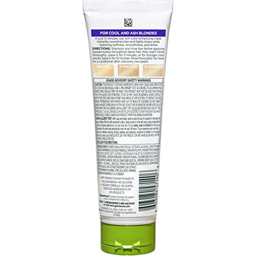 Image of Garnier Hair Color Nutrisse Color Reviver 5 MIN Color Mask, Cool Blonde for Color Treated Hair to Nourish & Fights Brass (For Cool and Ash Blondes), 4.2 Fl Oz, 2 Count (Packaging May Vary)
