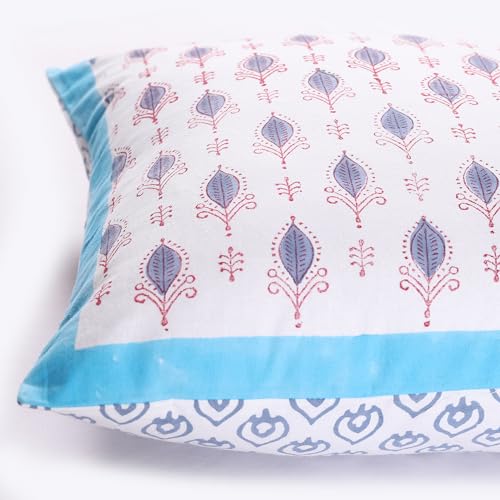 Image of Ravaiyaa - Attitude is everything Cotton Hand Block Printed Soft Cushion Cover Pillow Case 16 inch Square Cushion Sham Set of 2 Piece