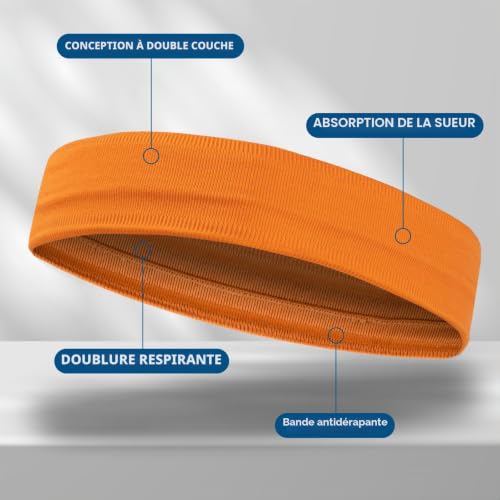 Bandeaux de Sport pour Femmes, 5PCS Bandeaux de Transpiration avec évacuation de Humidité pour Entraînement, Yoga et la Course à Pied – vue 3