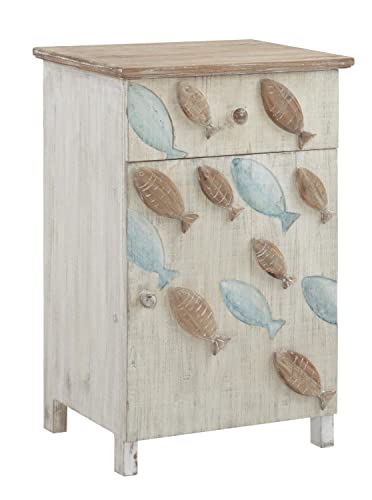 Powell D1299A19SC Caspian Fish Storage Side End Table, White
