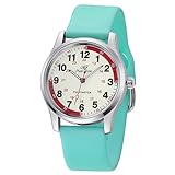 oyeaho Nurse Watch for Nurse Doctors Medical Professionals Students Men Women Unisex Easy to Read Silver Dial Second Hand Watch for Nurses Water Resistant Green Silicone Band, (CH-MWQ028-072Z)