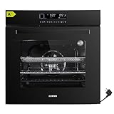 KB-ELEMENTS Einbaubackofen mit stecker - Einbaubackofen 60cm, 73 Liter, Full Touch Display, 14 Funktionen, Airfryer Funktion, 2 x Teleskopvollauszug Set, Aqua Clean, Circle Fan Heater,