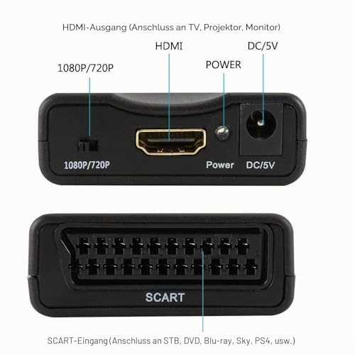 Scart Auf Hdmi Adapter scart Konverter Sie Den Analogen Eingang in Einen 720p/1080p Video Audio Adapter Für HDTV Stb VHS Xbox Ps3 Sky DVD Crt Blu-ray…