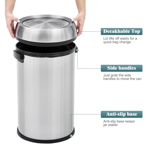 Caneca de basura de acero inoxidable 65 L con base reforzada miniatura 6