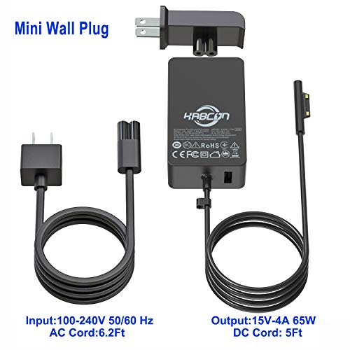 Surface Pro Charger Compatible For Microsoft Surface Laptop Studio Go 4 3 2 1 Surface Pro 8 Pro X Pro 7 Pro 6 Pro 5 Pro 4 Pro 3, Surface Go 3 2 1 Surface Book 2 1, 65W Power Adapter With Travel Case #TOP3