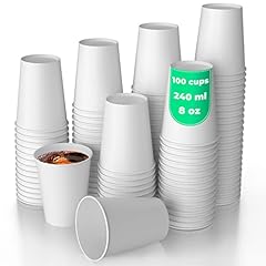 100 Bicchieri Bianca di Carta per Prendere il Caffè - Bicchieri Caffe - Tazza di 240 ml Bicchieri Monouso per Prendere il Caffè, il Tè, le Bevande Calde e Fredde