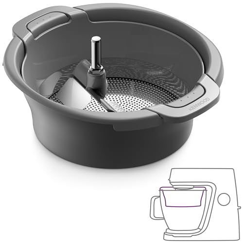 Kenwood Passaverdura KAT20.000GY, Setaccio per Ingredienti Secchi e Bagnati, Passaverdure in Metallo con Varie Griglie, Capacità 500g, Lavabile in Lavastoviglie, Grigio