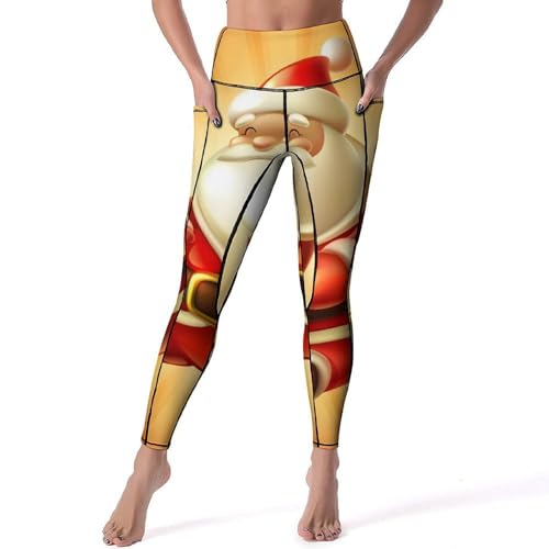 Legging de sport taille haute anti-glisse pantalon de yoga gym motif Noël S
