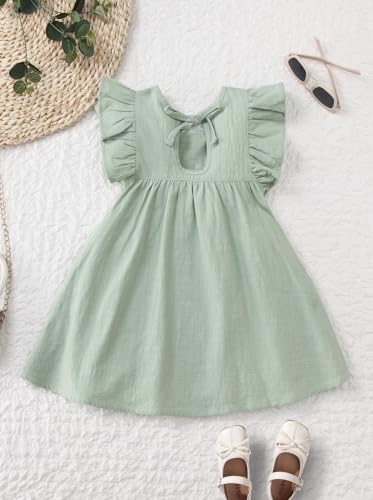 Toddler Baby Girl Playwear Dresses: Cotton Linen Summer Dress, Ruffle Sleeveless Dresses2