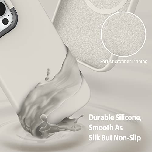 Inbeage Silicone Stand Case For Iphone 14 Pro Max Case,With Screen Protector+Camera Lens Protector,[Built-In Nfc Chip] [Compatible With Magsafe] Shockproof Drop Protection,Kickstand Cover,6.7"(Stone) #TOP5