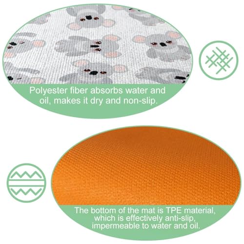 Tapete de cocina absorbente lavable con base antideslizante de koala 6