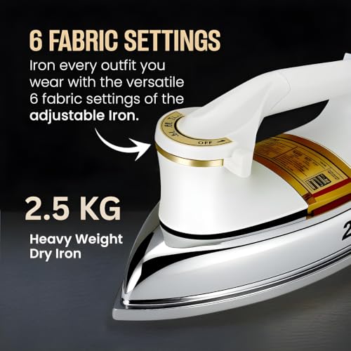 Image of Army Raco 750W 2.5KG Heavy Weight Dry Iron With 2 Years Replacement Warranty | Japanese Quick Heat Technology with Advance Steel Plate Iron Press | Shock Proof Iron Box for Clothes |