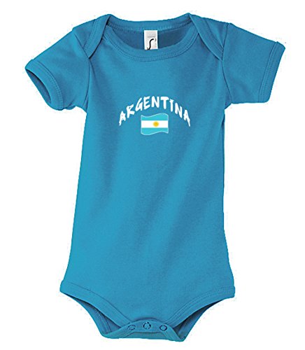Supportershop - Body para bebé, diseño de Equipo de fútbol de Argentina, Color Azul, Body bébé Aqua Argentine, Azul, 6-12 Meses Cover